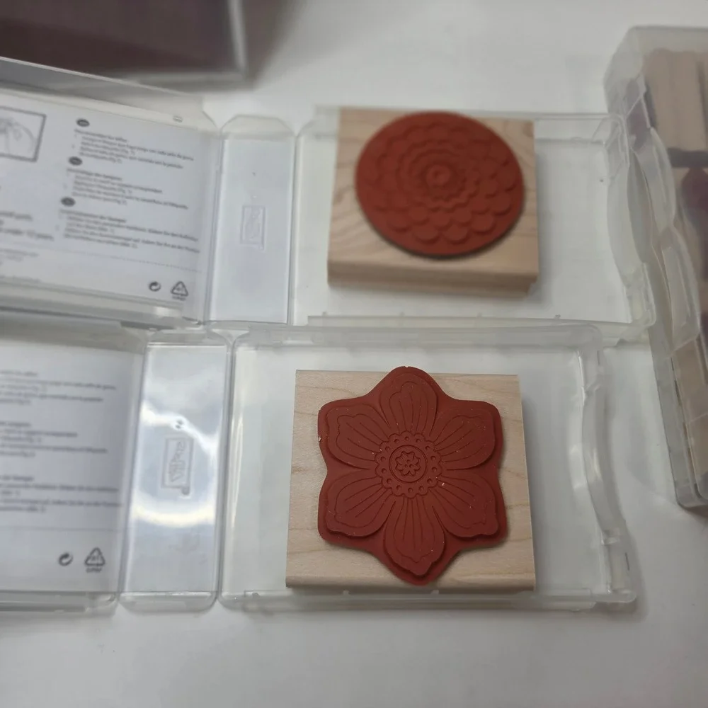 Stampin Up Wood Mounted Rubber Stamps Lot 8 Birch Crackle Holiday Floral Sport